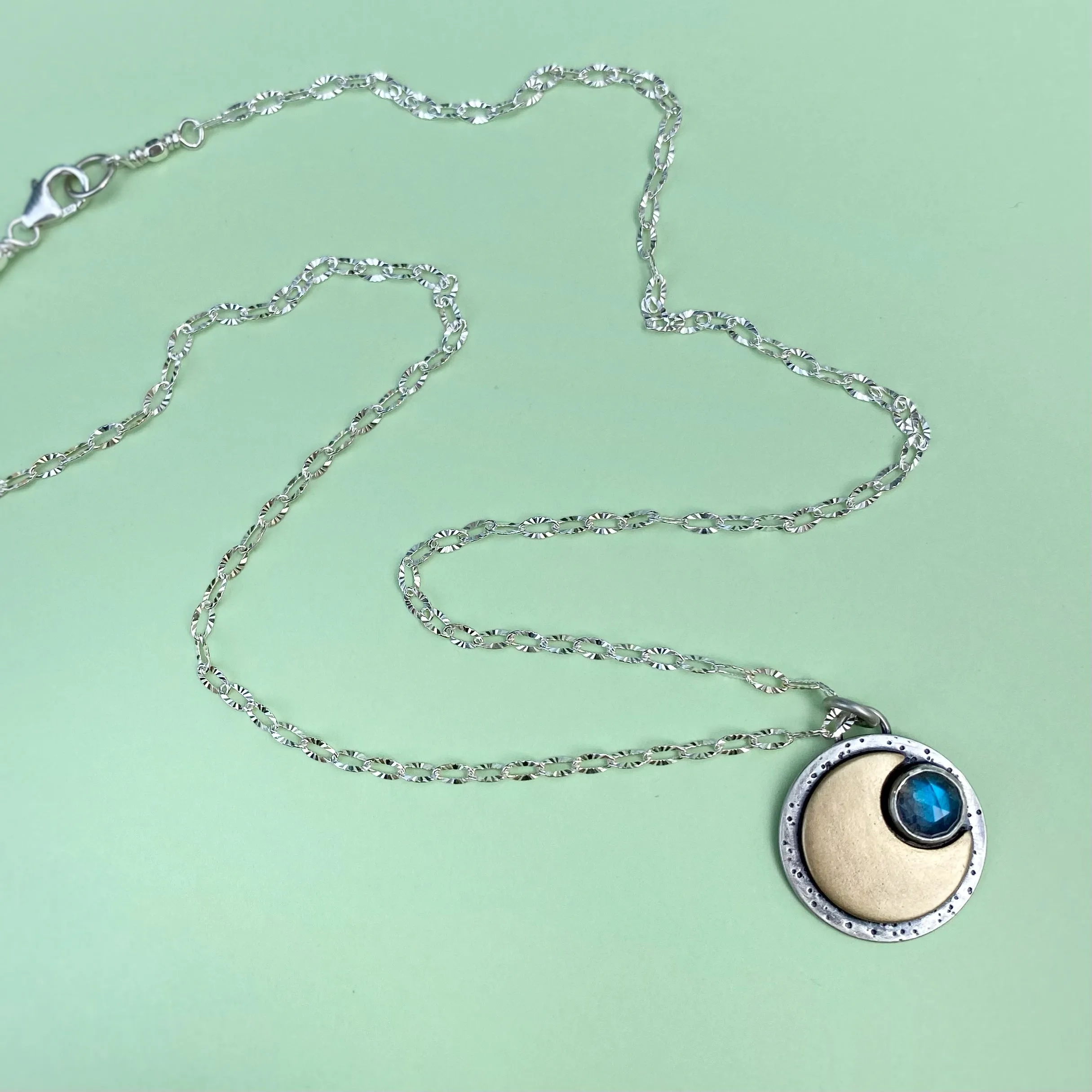 Mini Moon Necklace - Labradorite / 18” / Made to Order