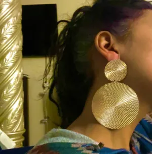 Mirabella statement earrings , gold round large , huge gold stud earring , golden earrings , chunky gold giant bold