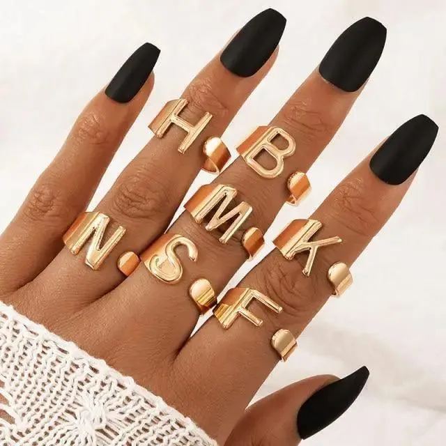 Modern Luxury Ring Set  for Girls Splendid Fashionable Crystal Sun Pearl Rings Set for Women And Girls Gold Color Heart Knuckle Rings - Female