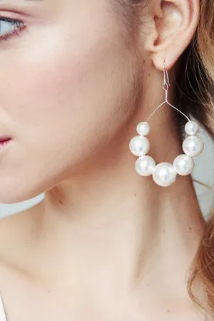 Mona Statement Pearl Hoop Earrings