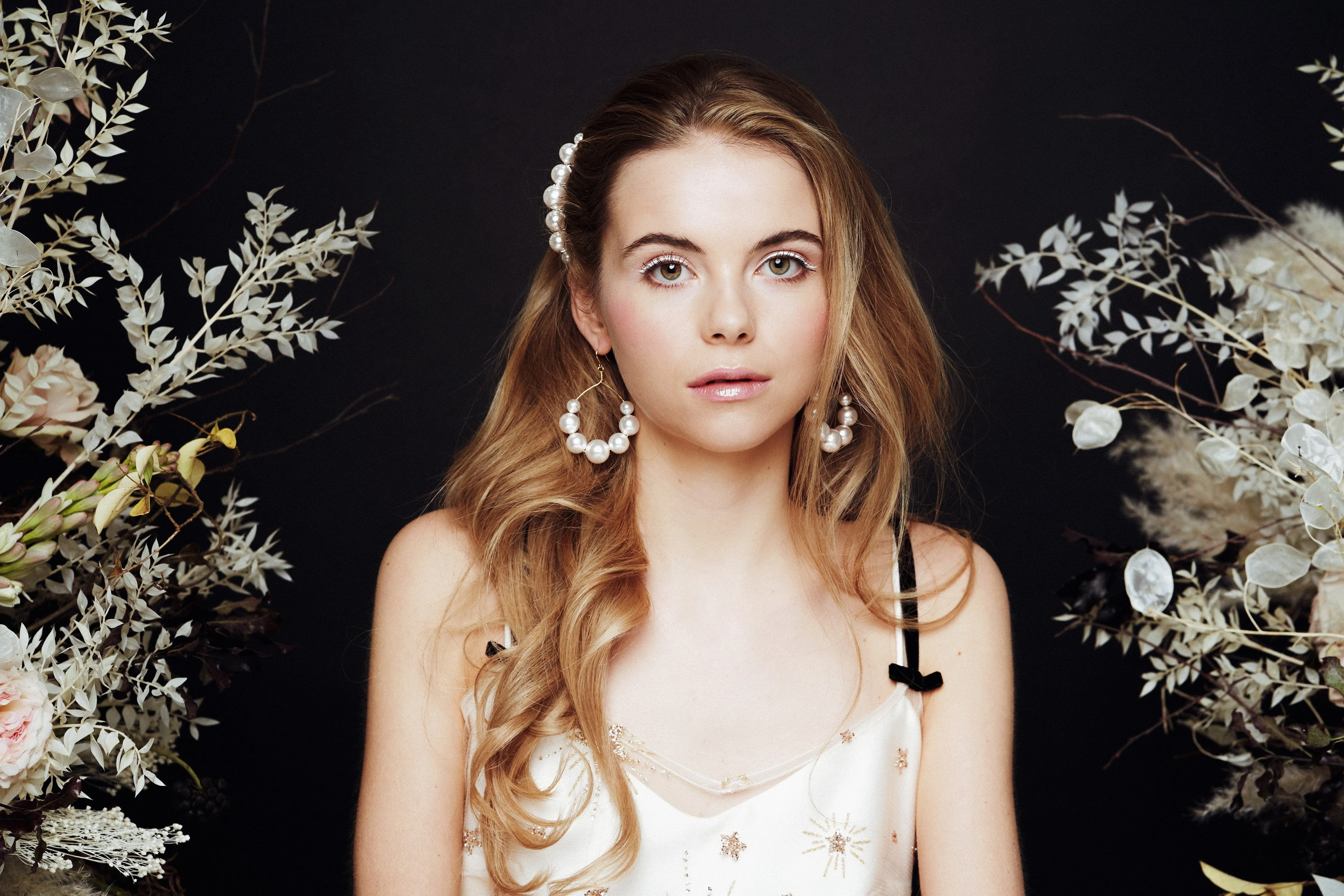 Mona Statement Pearl Hoop Earrings