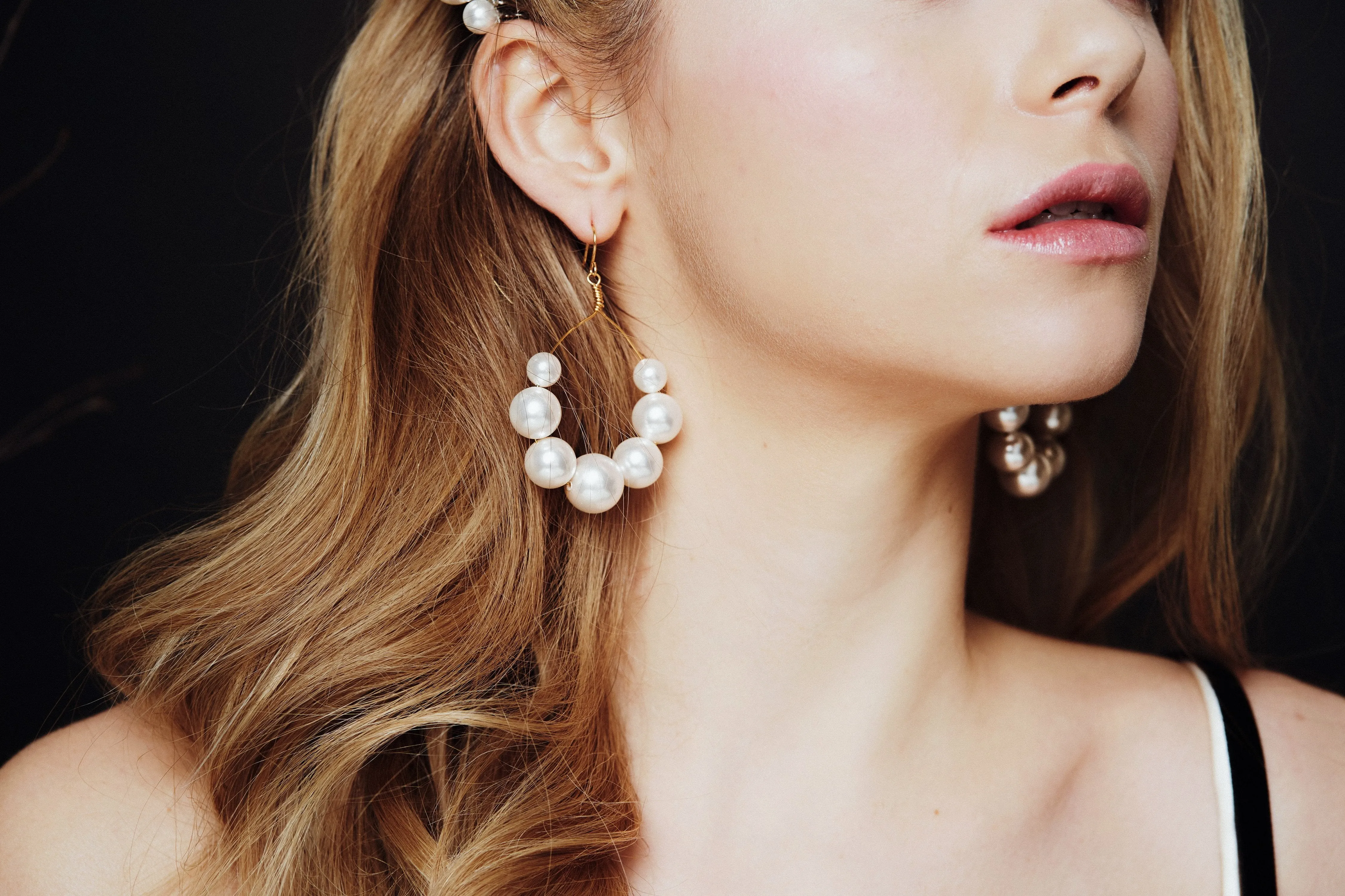 Mona Statement Pearl Hoop Earrings