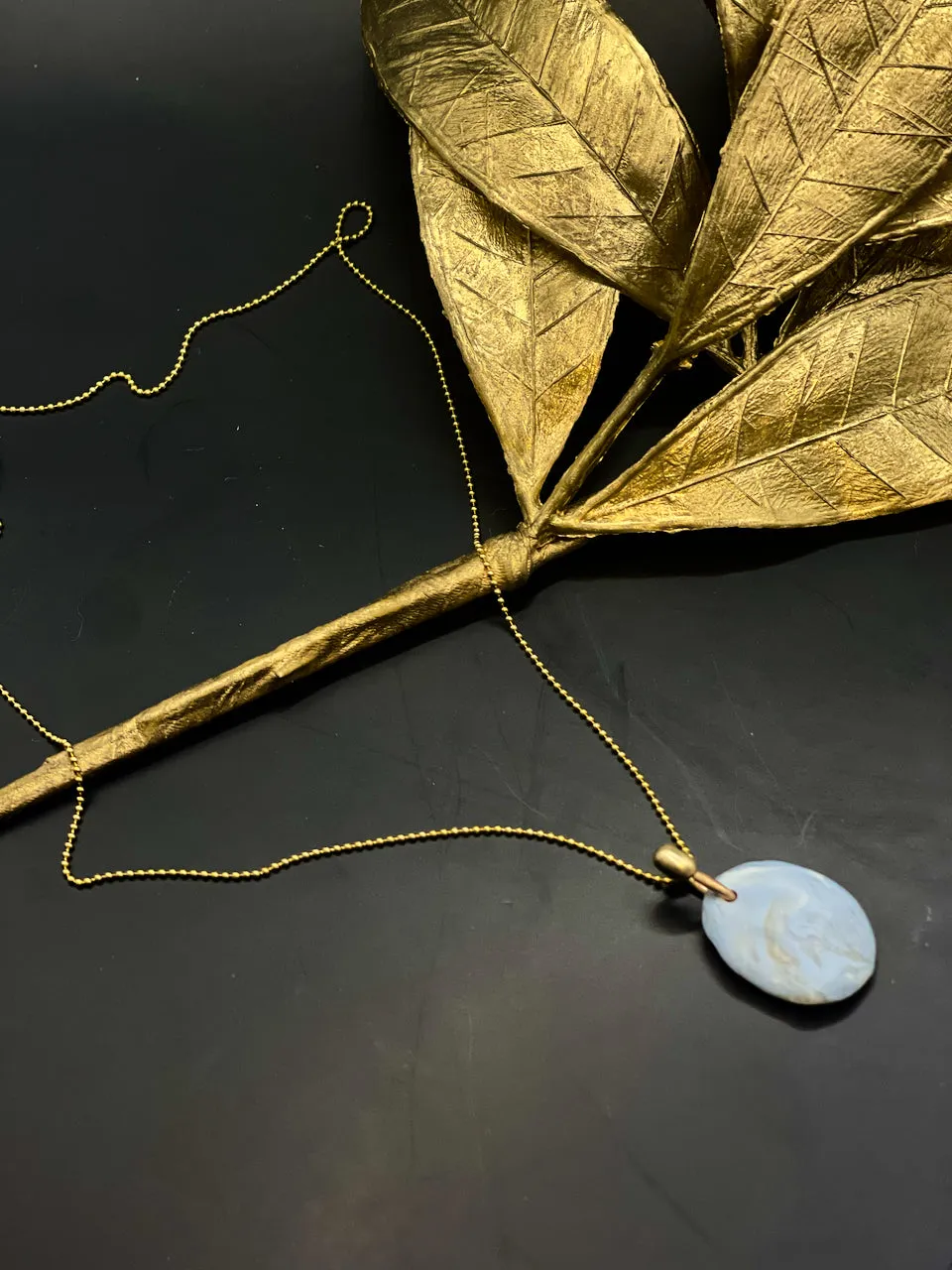 Moss Pebble Clay Bronze Pendant
