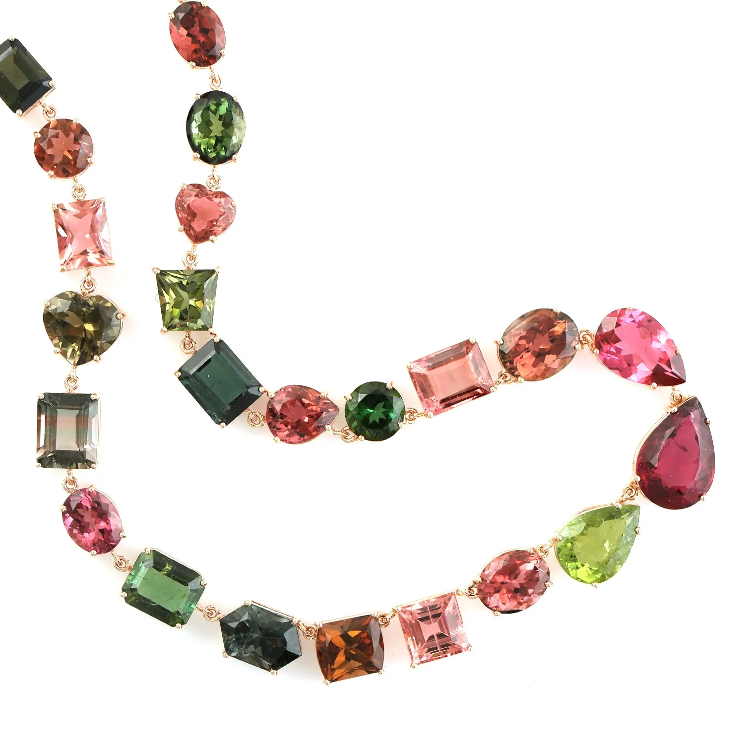 Multicolor Tourmaline Prong Set In 18k Rose Gold Beautiful Choker Necklace For Her