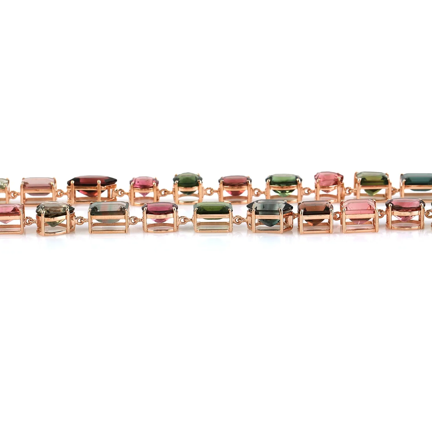 Multicolor Tourmaline Prong Set In 18k Rose Gold Beautiful Choker Necklace For Her