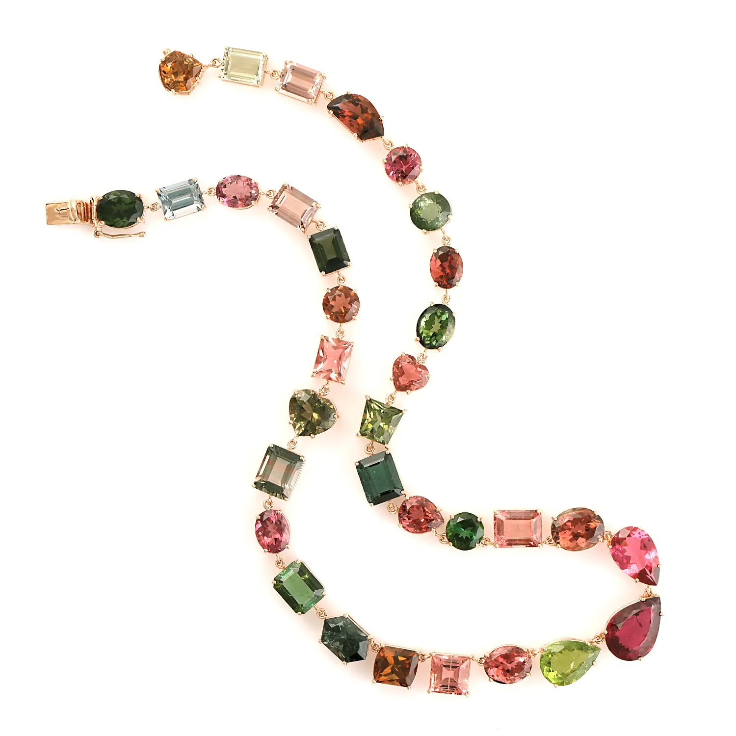 Multicolor Tourmaline Prong Set In 18k Rose Gold Beautiful Choker Necklace For Her
