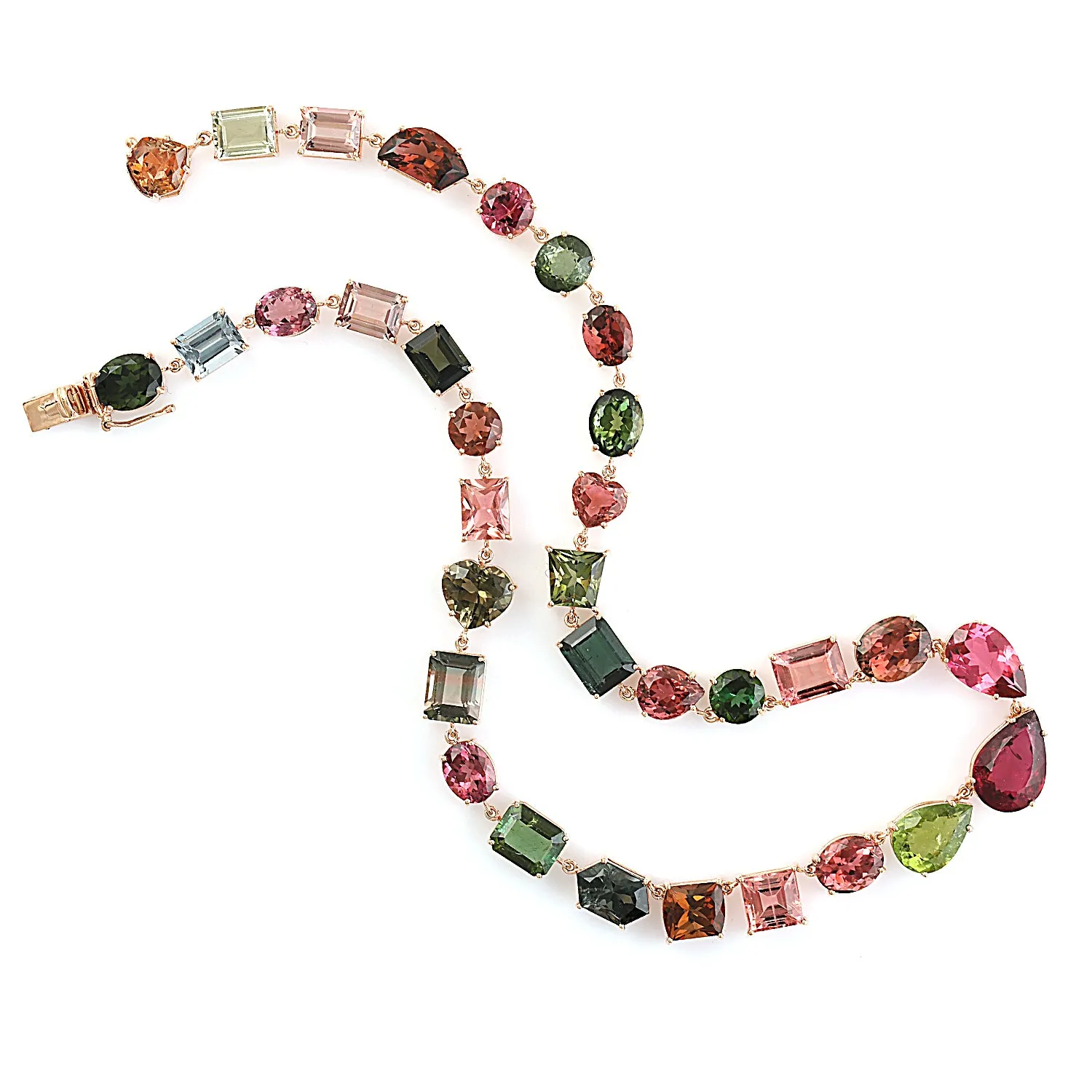 Multicolor Tourmaline Prong Set In 18k Rose Gold Beautiful Choker Necklace For Her