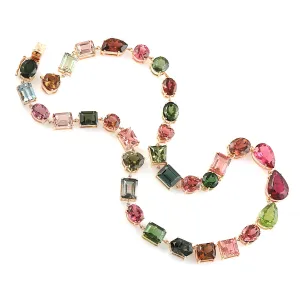 Multicolor Tourmaline Prong Set In 18k Rose Gold Beautiful Choker Necklace For Her