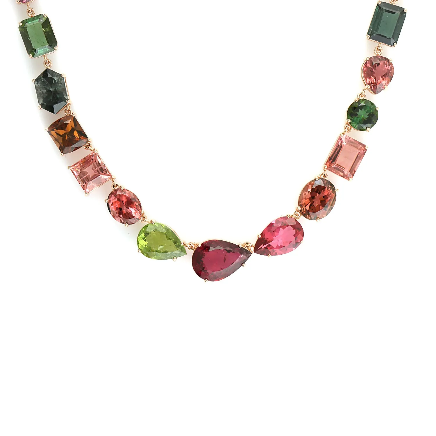 Multicolor Tourmaline Prong Set In 18k Rose Gold Beautiful Choker Necklace For Her