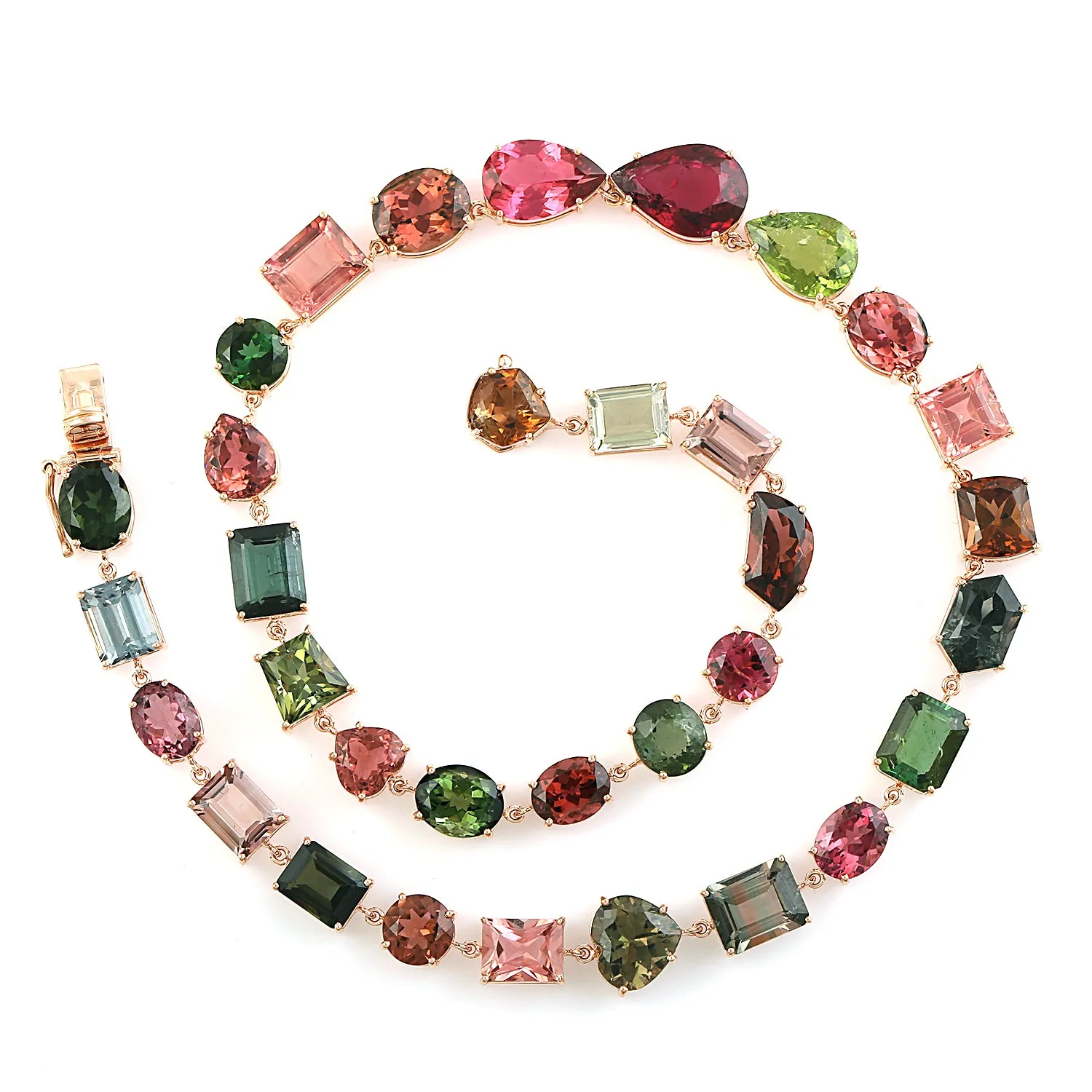 Multicolor Tourmaline Prong Set In 18k Rose Gold Beautiful Choker Necklace For Her