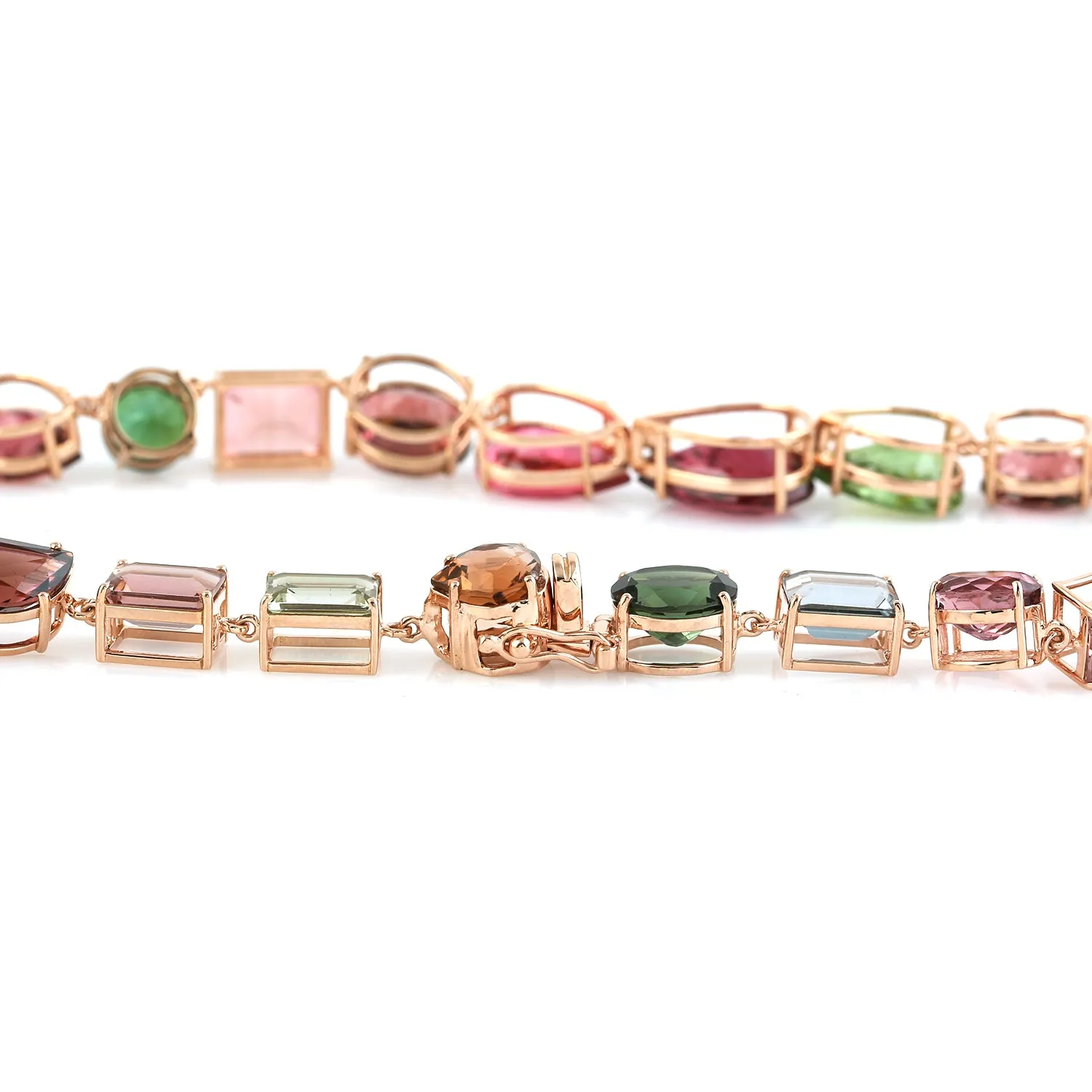 Multicolor Tourmaline Prong Set In 18k Rose Gold Beautiful Choker Necklace For Her