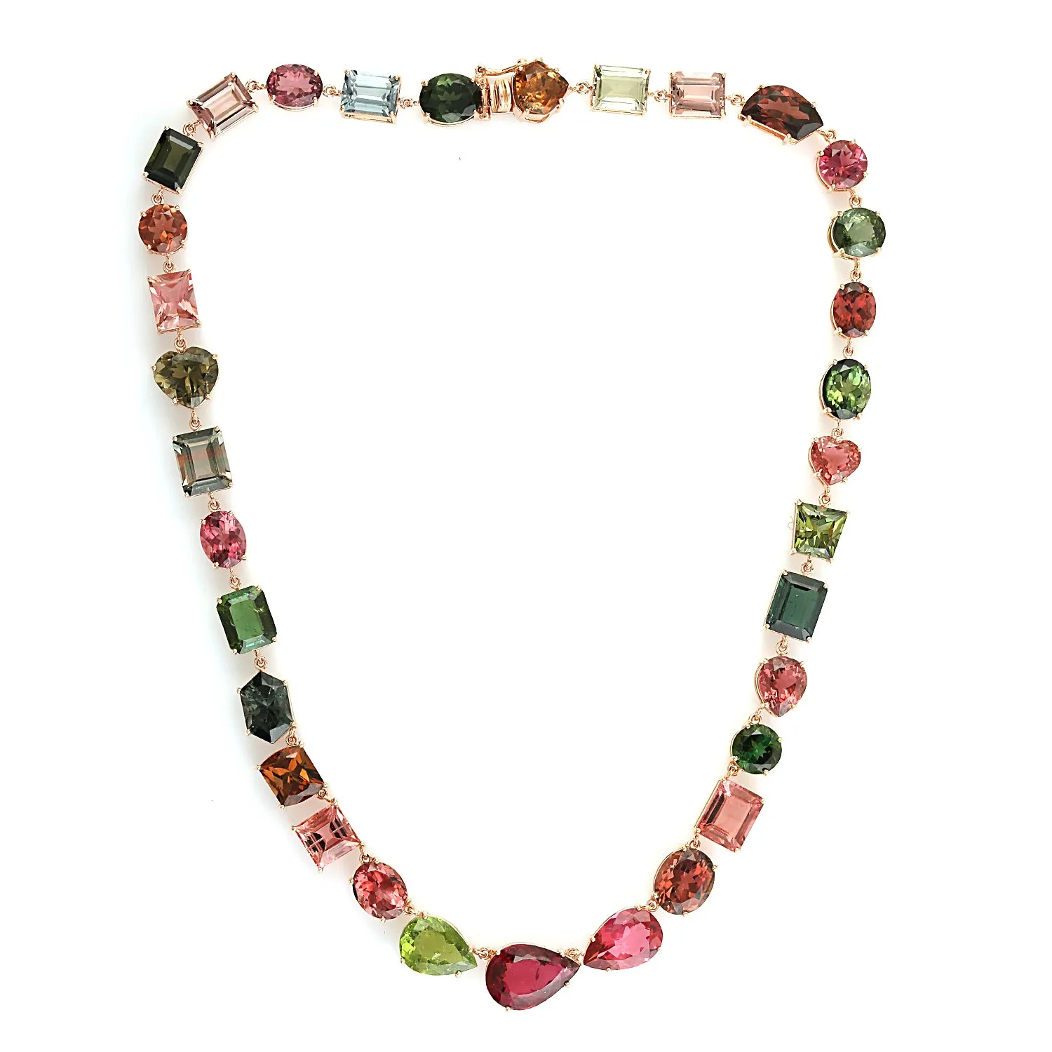 Multicolor Tourmaline Prong Set In 18k Rose Gold Beautiful Choker Necklace For Her