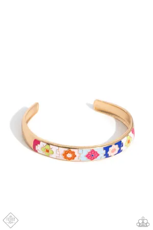 Multicolored Moment - Gold - Painted Paparazzi Cuff Bracelet - December 2023 Sunset Sightings