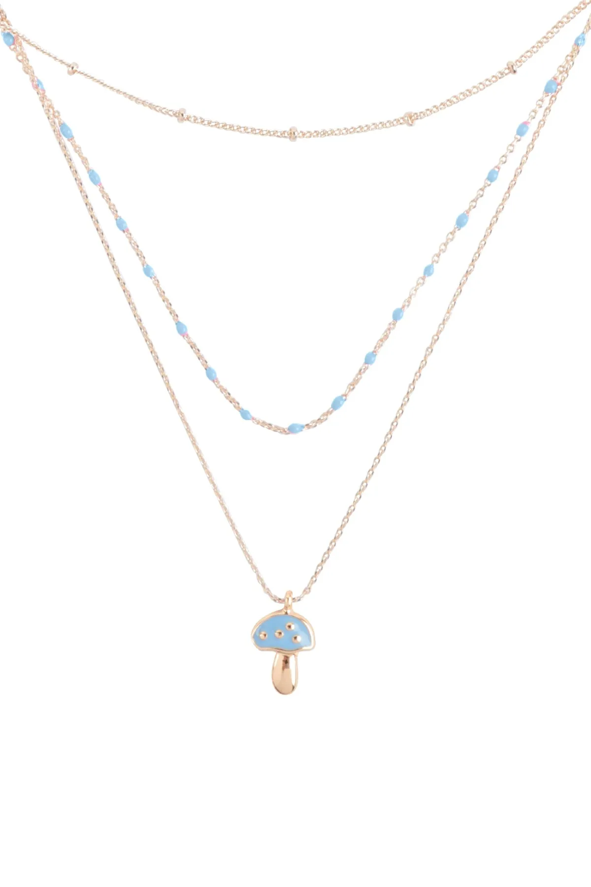 MUSHROOM PENDANT WITH COLORED LAYERED NECKLACE