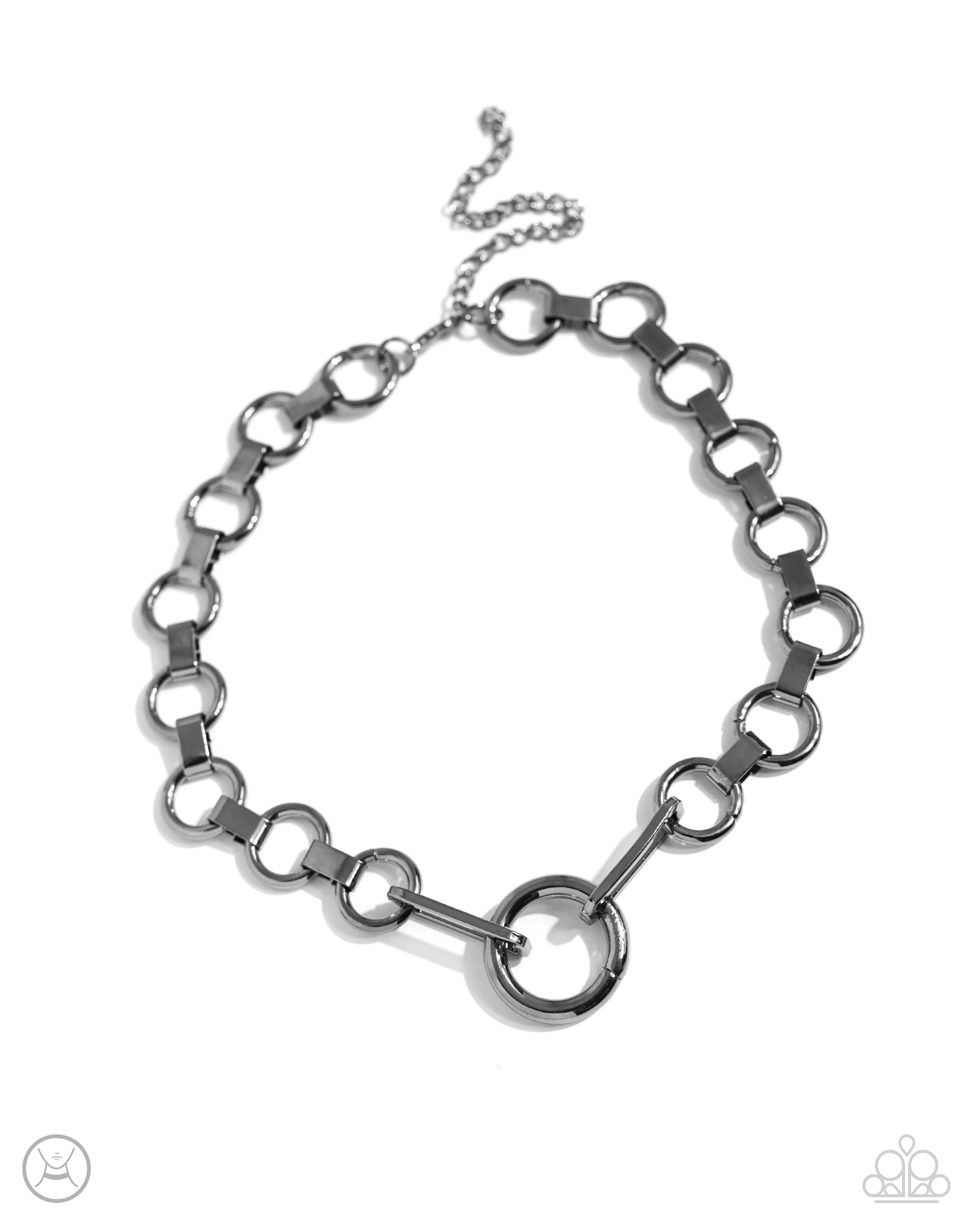 Musings Marvel - Black - Interlocking Gunmetal Hoop Paparazzi Choker Necklace