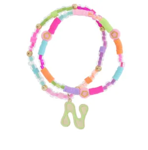 N Retro Bubble Beaded Bracelet Set