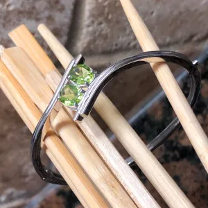 Natural 4ct Green Peridot 925 Solid Sterling Silver Cuff Bracelets