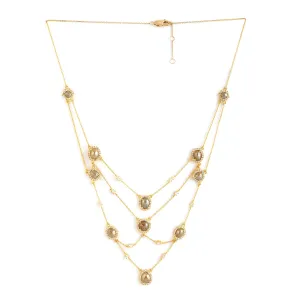 Natural Ice Diamond In 18k Yellow Gold Pave Diamond Multilayer Choker Necklace