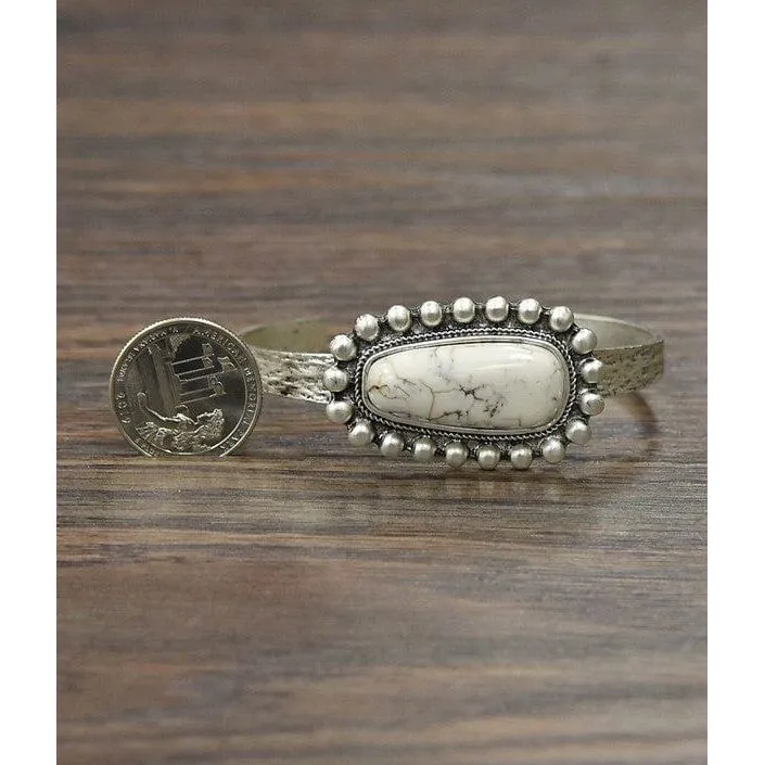 Natural white turquoise cuff bracelet