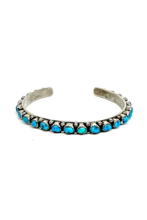 Navajo Blue Turquoise Row Cuff Bracelet