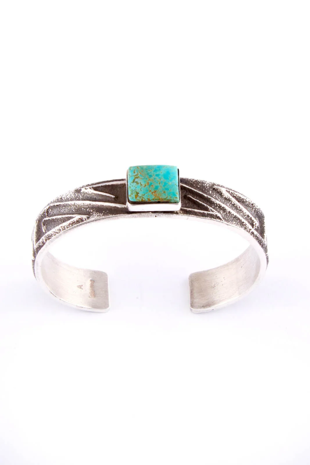 Navajo Sandcast Green Turquoise Cuff Bracelet