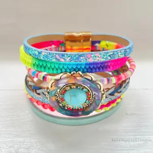 Neon Boho Cuff Bracelet