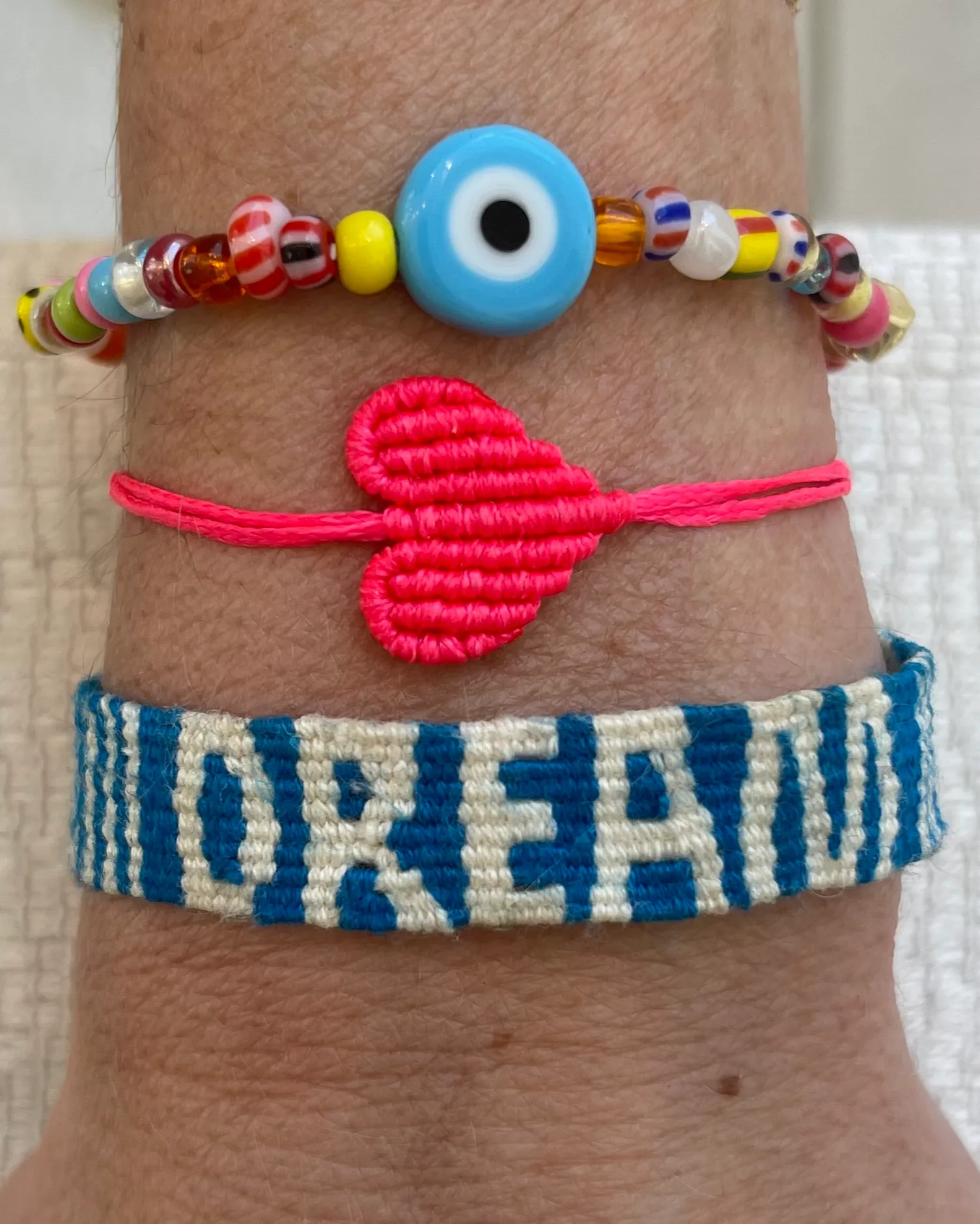 Neon Pink Heart Bracelet Stack