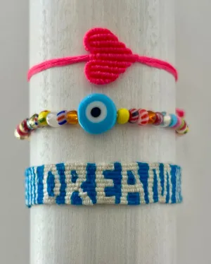 Neon Pink Heart Bracelet Stack