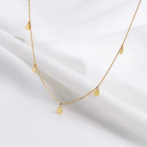 NESKA II  - Dainty boho style choker necklace gold plated sterling silver rhodium cable chain mini disc choker minimal stacking necklace