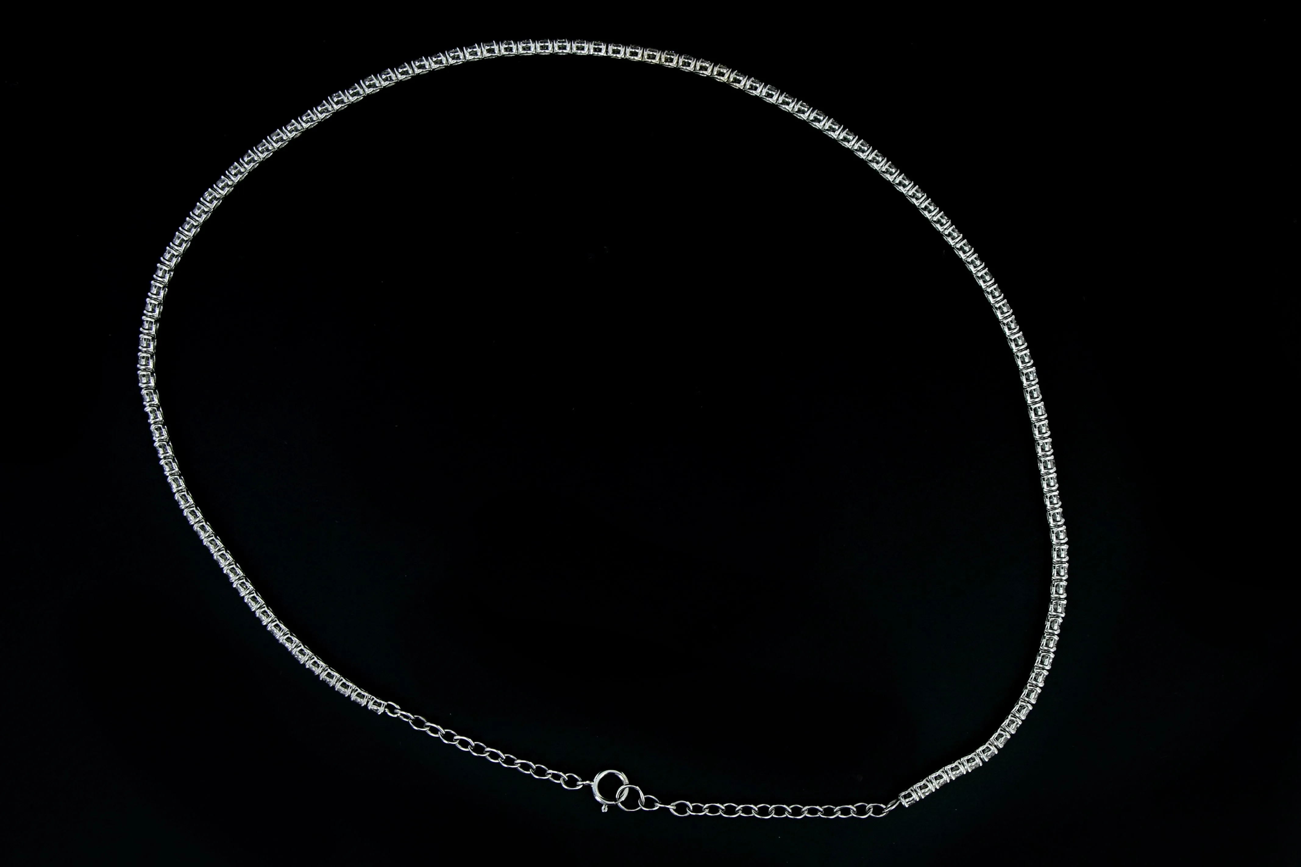 New 14K White Gold 8.89 Carat Round Brilliant Diamond Tennis Choker Necklace