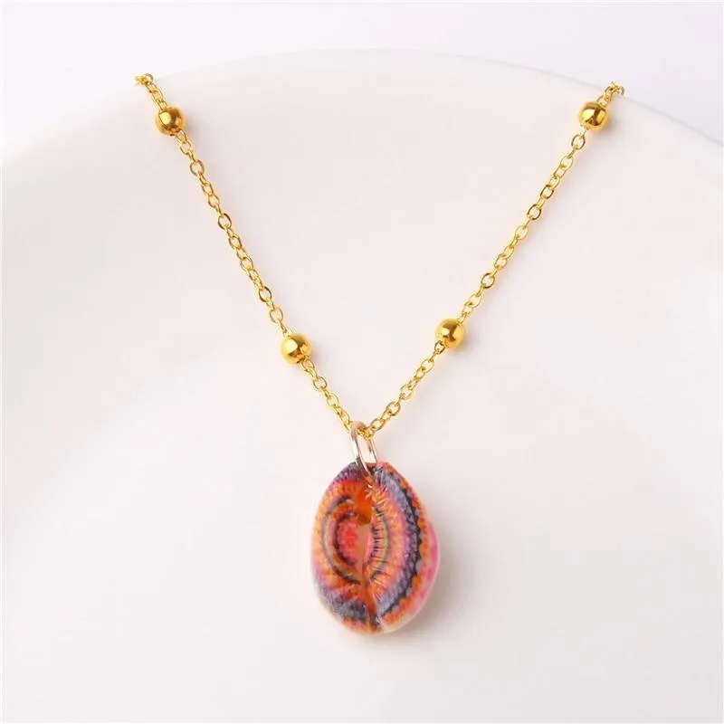 New Boho Conch Shell Amazing Necklace Sea Beach Shell Chain Pendant Elegant Necklace For Women Collier Femme Shell Cowrie Modern Summer Jewelry Bohemian
