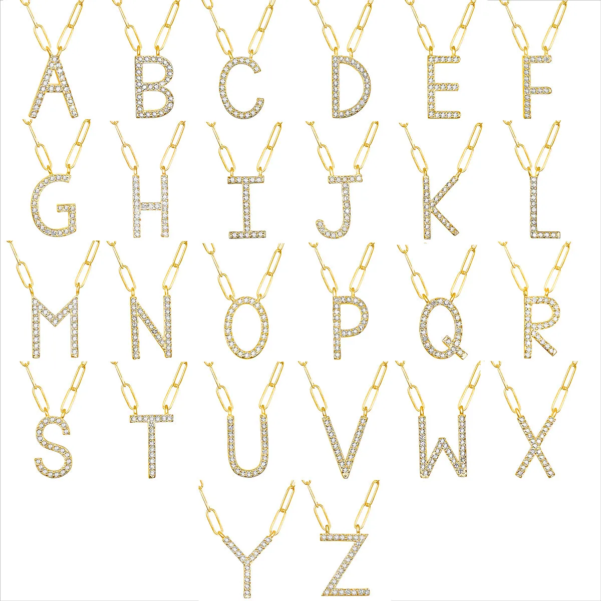 New! Grand Diamond Initial Necklace-All Letters