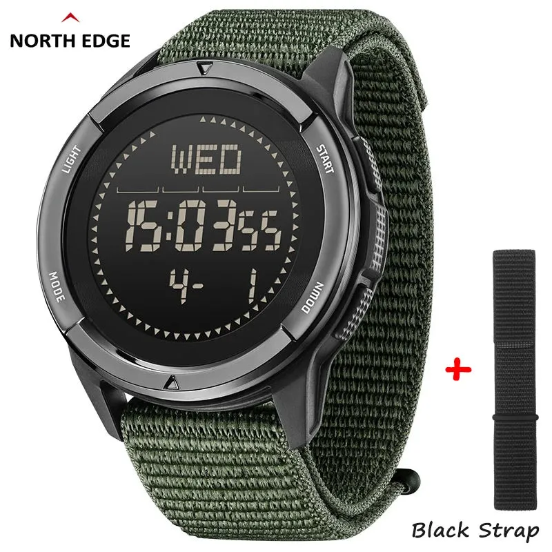 North Edge ALPS Mens Carbon Fiber Shock Resistant Sport Watch | 50m Water Resistant | Outdoor Compass