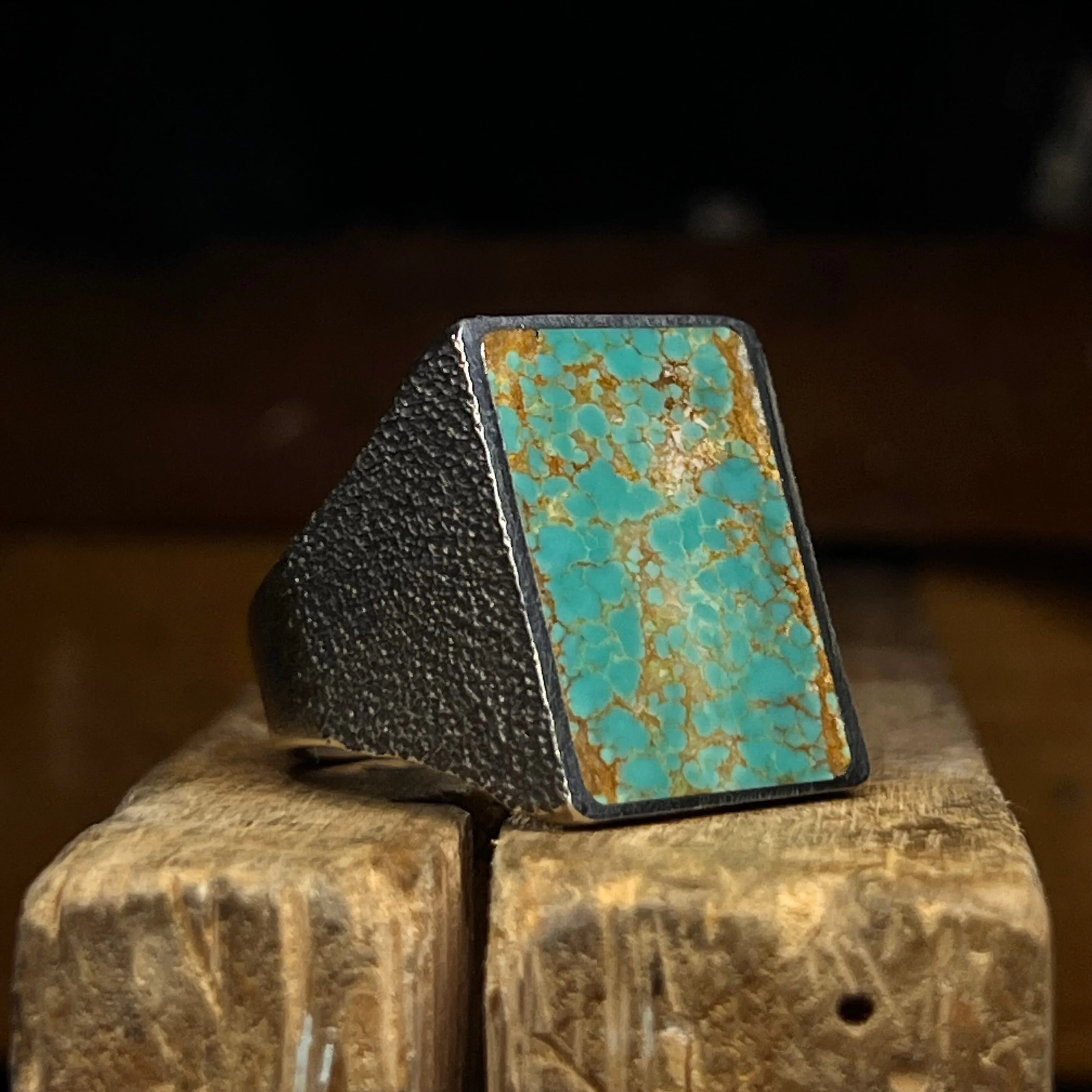 Number 8 Turquoise Textured Signet