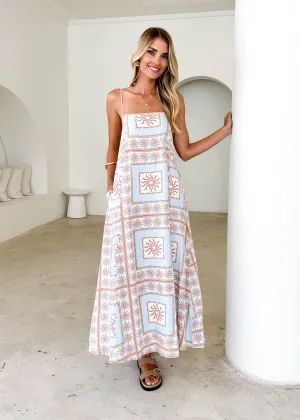 Odette Maxi Dress - Blue Flores
