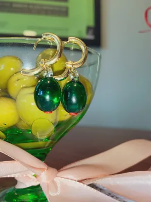 Olive Charm Hoop Earrings