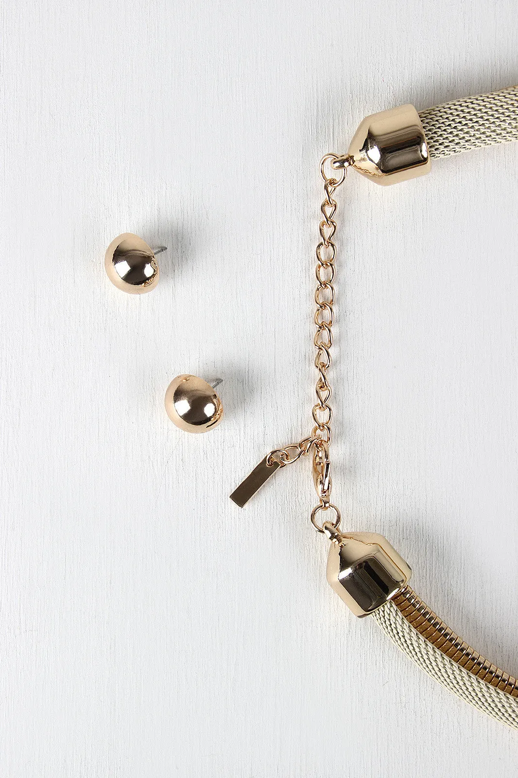 Omega And Mesh Chain Layered Necklace