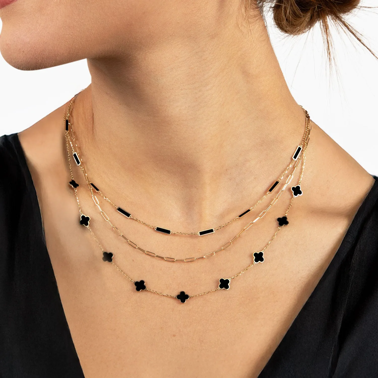 Onyx Bar Chain Necklace