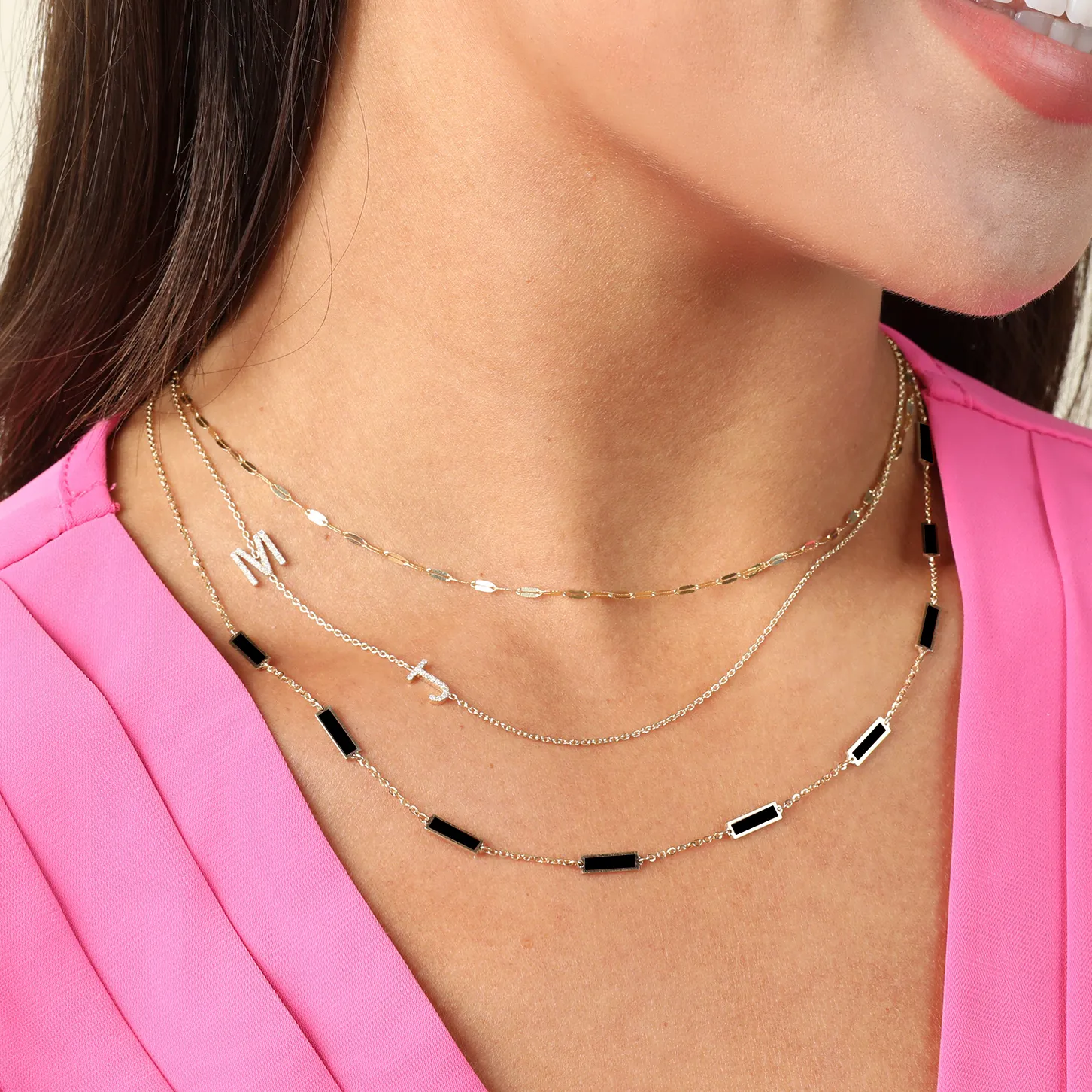 Onyx Bar Chain Necklace