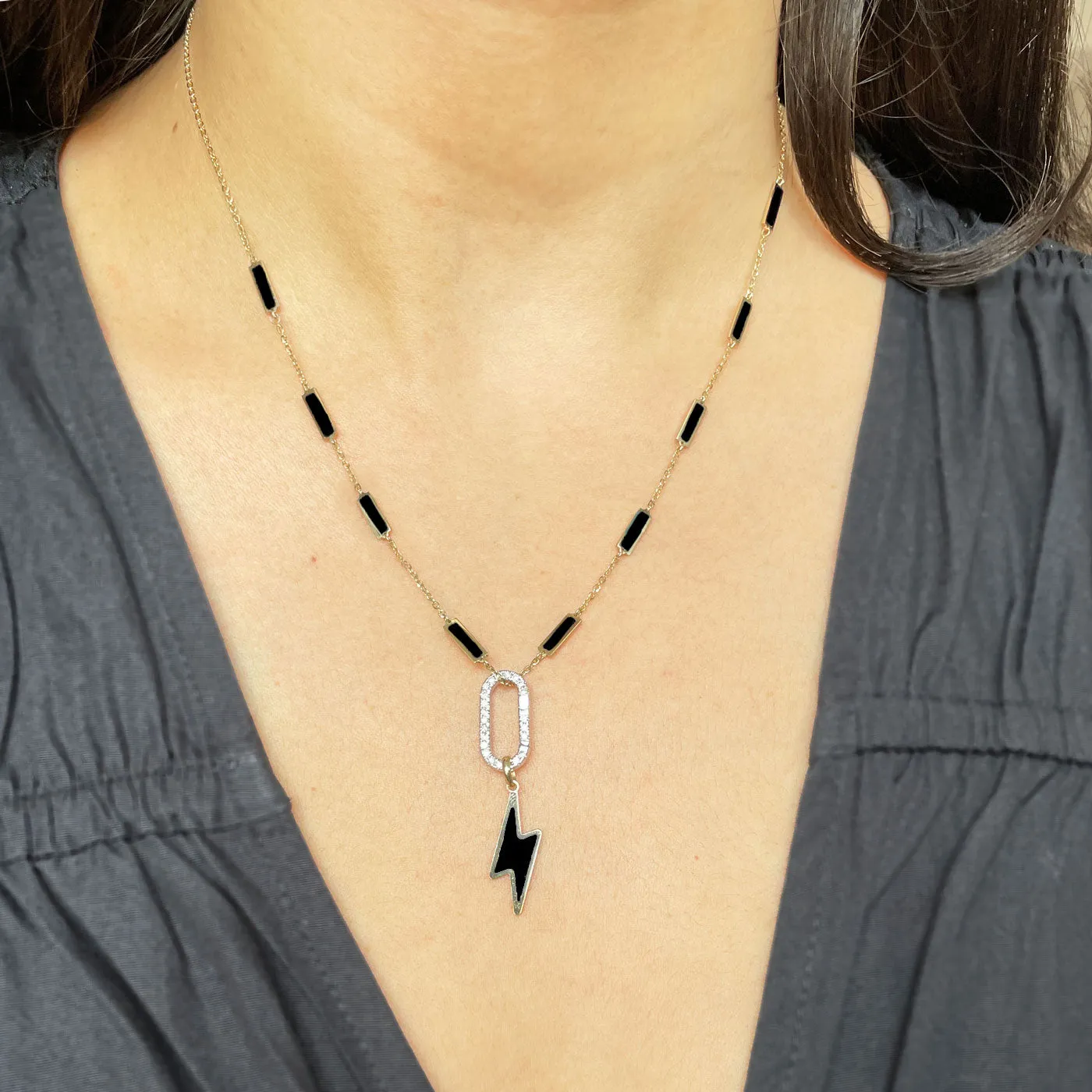 Onyx Bar Chain Necklace