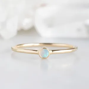 Opal Birthstone Stacking Ring | 10K Yellow Gold