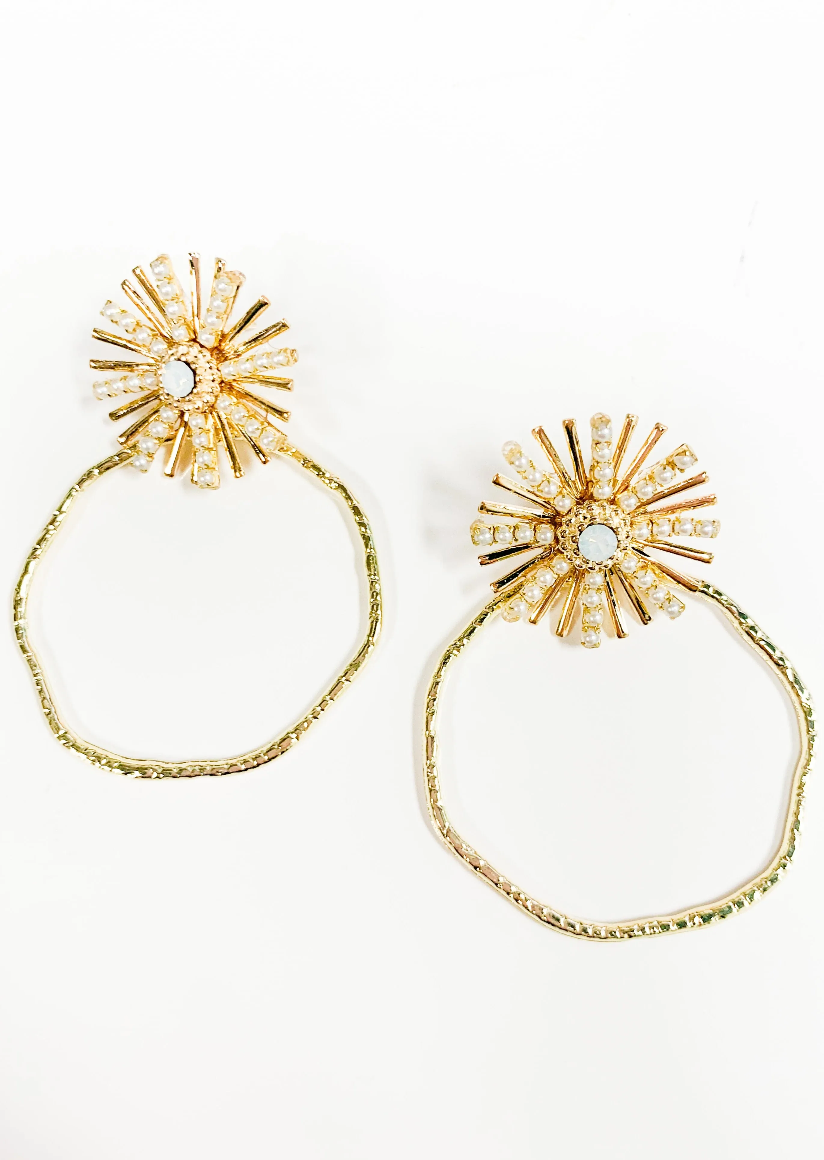 Opal Sunburst Hoop Earrings