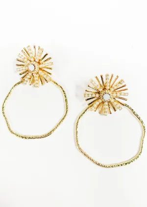 Opal Sunburst Hoop Earrings