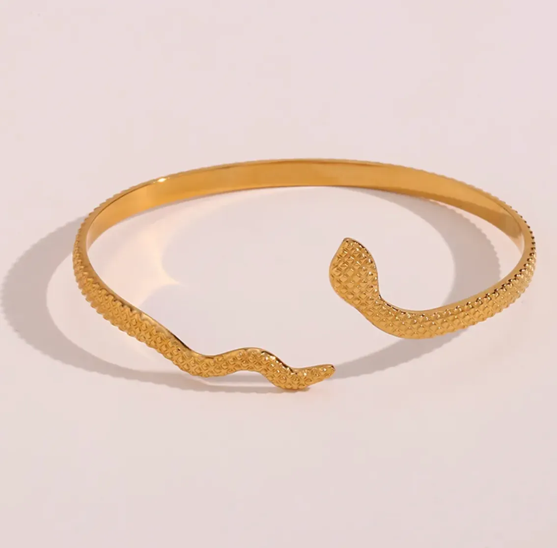 Open Adjustable Texture Snake Cuff Bracelet