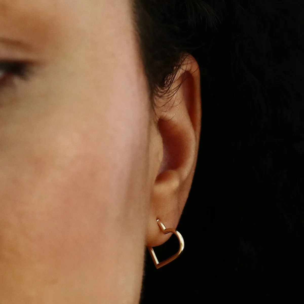 Open Heart Hoop Earrings | 9K Yellow Gold