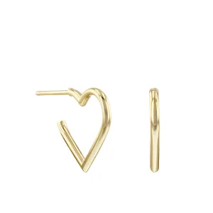 Open Heart Hoop Earrings | 9K Yellow Gold
