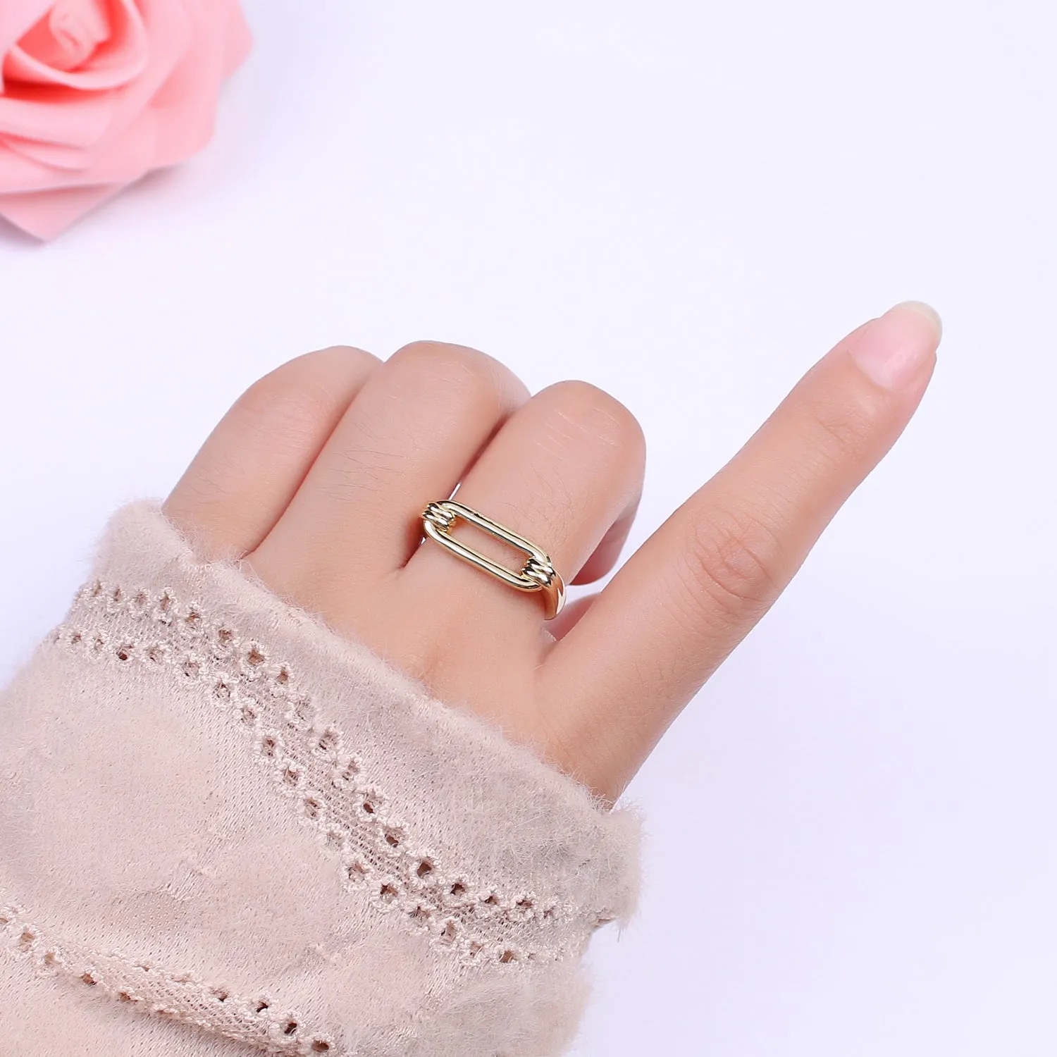 Open Signet Gold ring gold Filled Open Adjustable Signet ring minimalist jewelry stackable Ring U-142 U-143