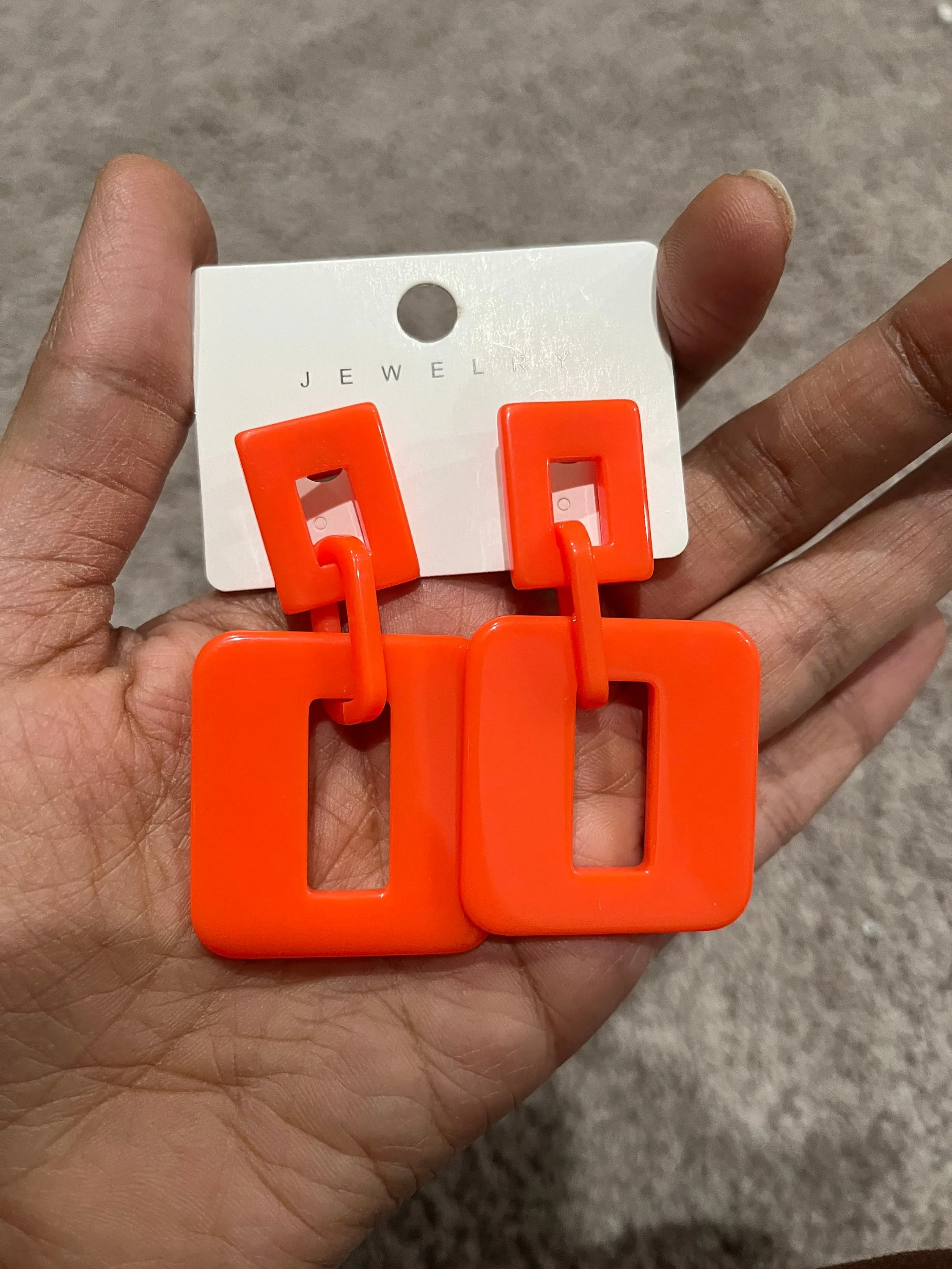 Orange earrings , big  acrylic earrings , orange chain earrings , orange earrings , acrylic link loop earrings , chunky acrylic earring