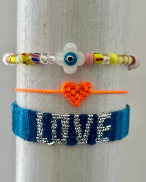 Orange Heart Bracelet Stack