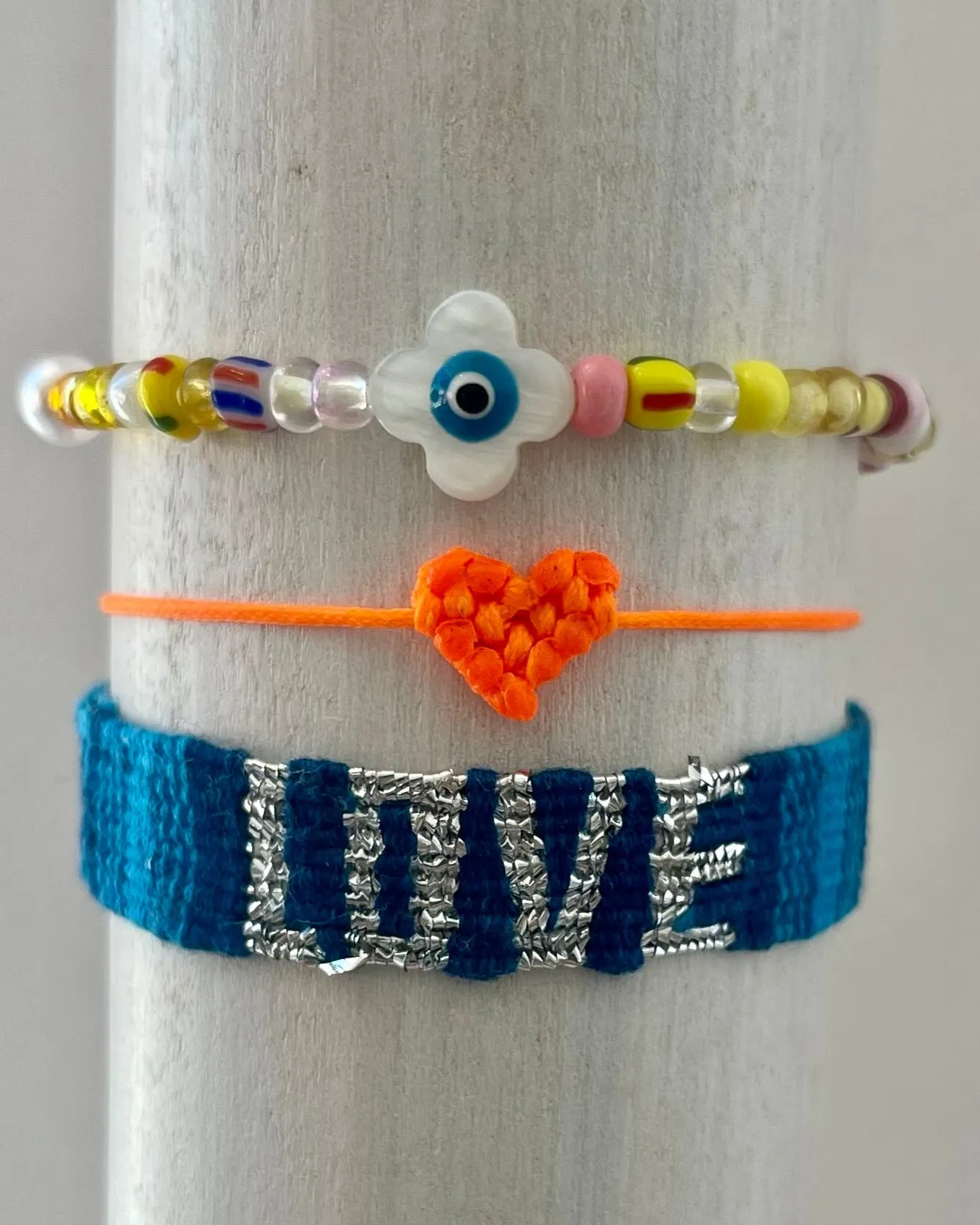 Orange Heart Bracelet Stack